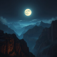 Wall Mural - moon over the mountains