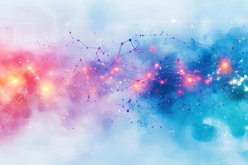 Poster - Vibrant Colorful Abstract Background Featuring Interconnected Lines Creating a Dynamic and Engaging Visual Experience with Energetic Flow and Movement