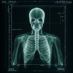 Poster - Human Skeleton Medical Imaging Examination for Diagnostic Purpose with Transparent Body Illustration