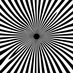 Poster - Hypnotic Black and White Rays Optical Illusion with Radial Distortion Strips Graphic Resource