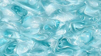 Fototapete - Realistic 3D seamless water waves pattern, white highlights shimmering on a crystal-clear lake surface.
