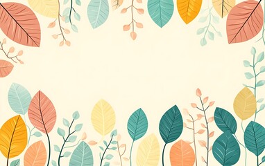 Poster - Autumn leaves frame, pastel colors, empty space, graphic design, social media backdrop