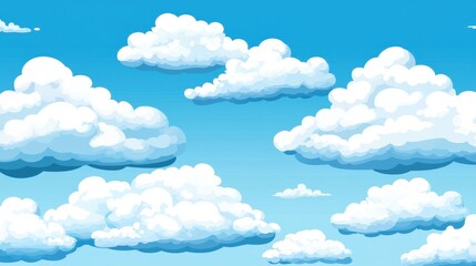 Poster - realistic seamless cloud formations, glowing under the warm summer sun, intricate details.