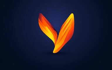 Poster - Abstract orange letter V logo design on dark background