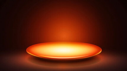 Poster - Illuminated Golden Platform in Warm Brown Tones Backdrop for Product Display and Stage Presentation