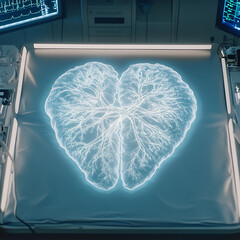 Poster - Illuminated Human Lungs on Medical Examination Table Radiating Vitality During Medical Procedure