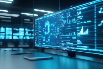 Poster - Bright Computer Screen Displaying Digital Portrait of Individual in Modern Workspace Setting Highlighting Technology and Creativity in Professional Environment