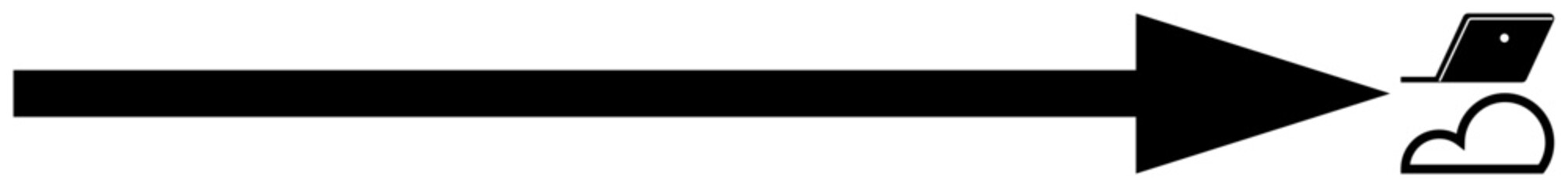 Poster - black arrow pointing right towards a laptop on a cloud, indicating data transfer and cloud computing