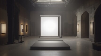 Aufkleber - Empty gallery space with blank canvas, exhibition