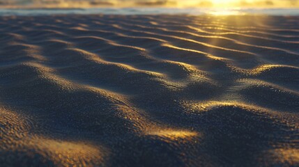 Poster - Realistic seamless soil ripples, intricate ground patterns with golden sunlight reflections.