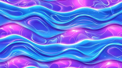 Poster - Realistic seamless transparent ripples, soft ocean waves reflecting sunlight with glowing highlights.
