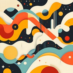 Poster - Abstract shapes, vibrant colors, layered design. Possible use wallpaper, poster