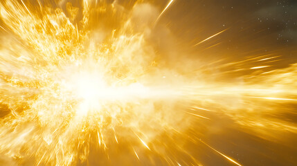 Poster - Intense Golden Burst of Energy Radiating Outwards in an Abstract Display of Cosmic Power