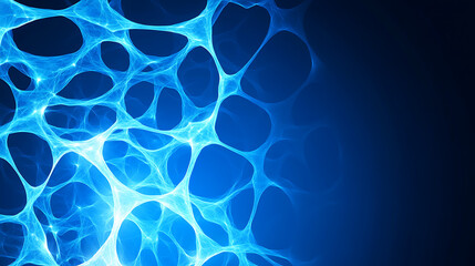 Poster - Interconnected Blue Network Abstract Background of Organic Shapes and Dazzling Light Effects