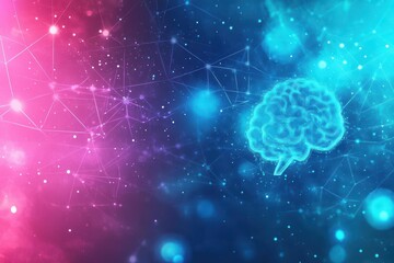 Poster - Vibrant Brain Surrounded by a Kaleidoscope of Colorful Swirls and Patterns Creating a Dynamic and Engaging Visual Representation of Thought and Creativity