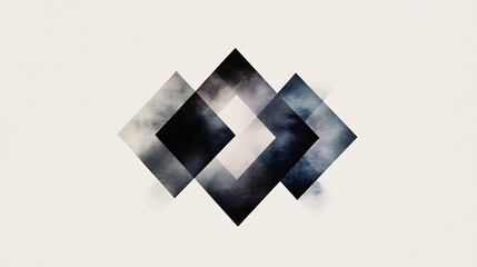 Poster - Intersecting Diamond Shapes with Smoky Texture Abstract Design for Artful Backgrounds and Visual Appeal