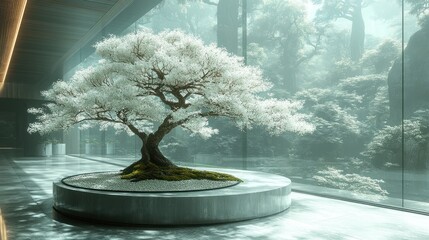 Wall Mural - Modern Bonsai in a Tranquil Contemporary Space