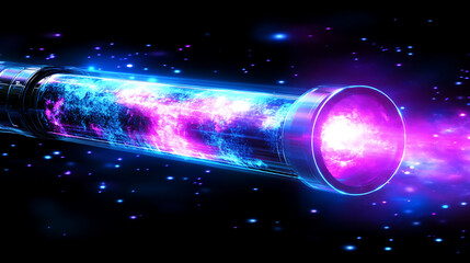 Poster - interstellar portal conduit futuristic technology energy beam transport system illustration