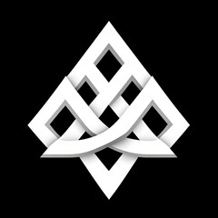 Poster - Interwoven Diamond Emblem with Abstract Knot Design on Black Background Graphic Resource Element