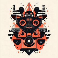 Poster - Abstract graphic design, futuristic face, geometric shapes. Possible use Print design, wallpaper