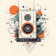 Poster - Abstract speaker graphic design with nature elements