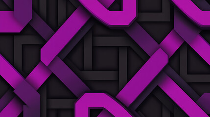 Poster - Interwoven Purple Geometric Abstract Forms Layers with a Dark Textured Background Design Element