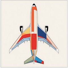 Poster - Colorful Abstract Airplane Top View