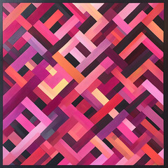 Poster - Interwoven Rose Hues Abstract Art Geometric Composition with Dynamic Color Palette and Textural Depth