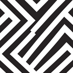 Poster - Intricate Geometric Pattern of Black and White Lines Creating Visual Depth and Optical Illusion