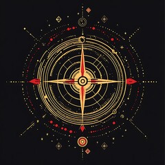 Poster - Abstract compass design, spiritual, mystical