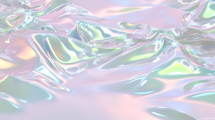 Poster - Iridescent Flowing Liquid Surface with Shimmering Holographic Effect for Modern Artistic Style