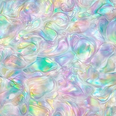 Poster - Iridescent Liquid Glass Surface with Abstract Reflections and Pastel Color Palette Fluid Texture