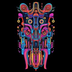 Poster - Abstract vibrant mask, art design, colorful, decorative