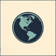 Poster - Simple graphic of Earth, vintage style, use for logo, background, etc