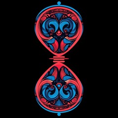 Poster - Ornate hourglass design, abstract art, time concept, visual design