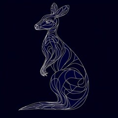 Poster - Abstract kangaroo silhouette, dark background, artistic design, printable poster, wall art
