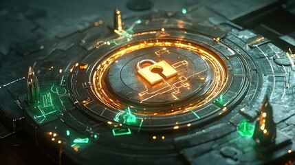 Poster - Cybernetic Security System, Digital Fortress, Futuristic Lock
