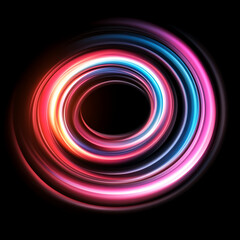 Poster - Light Swirl Vortex Colorful Energy Abstract Circular Design in Deep Black Background Illustration