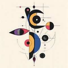 Aufkleber - Abstract geometric composition, colorful shapes, design. Possible use print