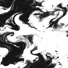 Poster - Liquid Marble Pattern Featuring Swirling Black and White Ink Abstract Design for Modern Art Texture