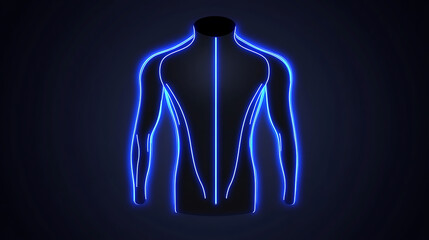 Poster - Luminescent Body Outline on Dark Backdrop Capturing Human Form in Illuminated Silhouette Art