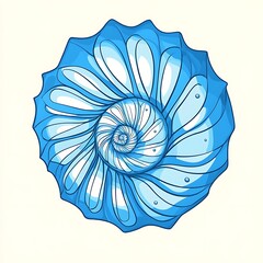 Poster - Ornate Blue Seashell Design, Decorative, Vector Art, for Backgrounds, or Prints
