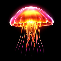 Wall Mural - luminescent jellyfish radiating vibrant colors underwater beauty aquatic marine sea creature ocean