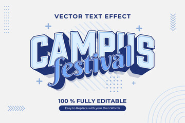 Wall Mural - Editable vector text effect for Campus Festival. Perfect for event promotion.