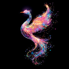 Wall Mural - luminescent phoenix ascending splendor of stellar firebird display against the dark depths of night