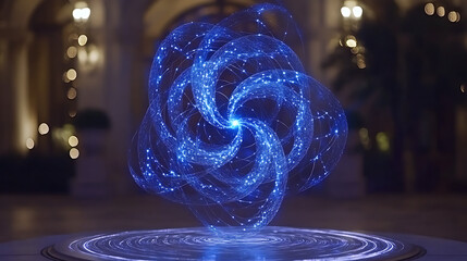 Poster - Luminescent Nexus Swirling Configuration of Digital Connectivity in a Theatrical Ambience