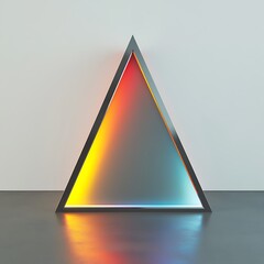 Poster - Abstract geometric illuminated triangle on a reflective surface