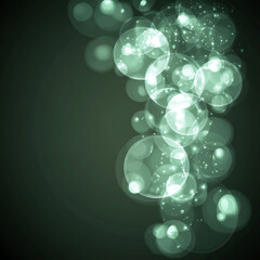Poster - Luminous Bubbles Ascending on a Dark Background Creating a Dreamy and Ethereal Atmosphere
