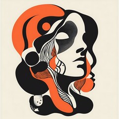 Poster - Abstract woman profile art, modern, style, graphic design, wall decor