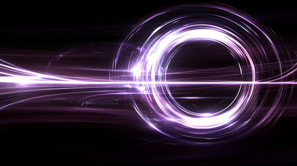 Poster - Luminous Circular Purple Light Trails Forming a Ring in Dark Space Abstract Design Element
